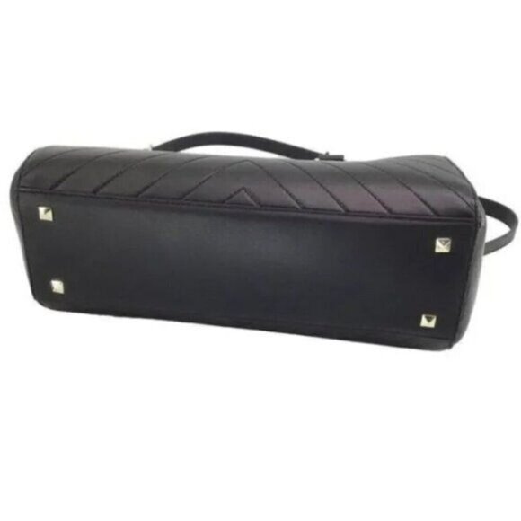 Karl Lagerfeld Handbag Black Quilted Leather Large Sized Bag Handles Strap - Picture 3 of 6